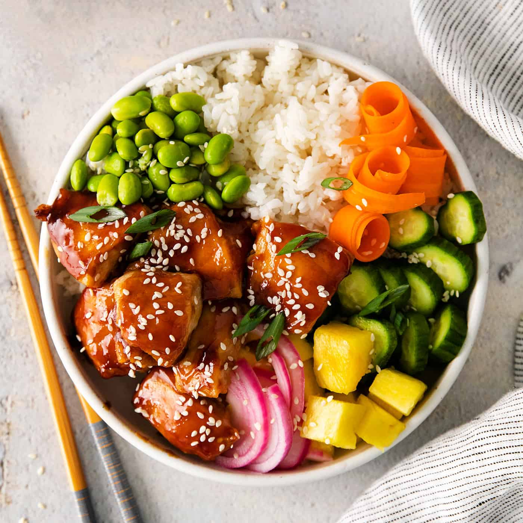 Teriyaki Chicken Poke Bowls