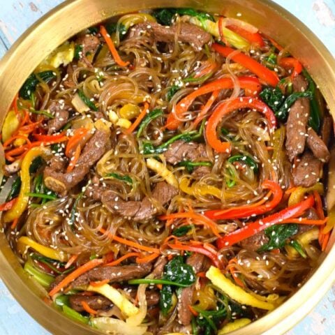 Japchae (Korean Glass Noodle Stir Fry)